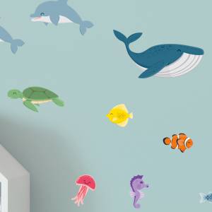 Wall decals the deep sea - featuring fish, dolphins and sea lions