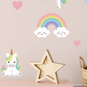 Wall decals and wall stickers with unicorns and rainbows