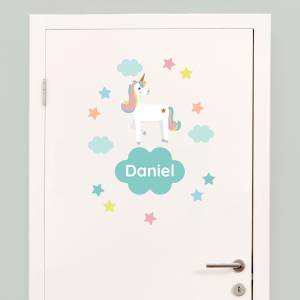 Door stickers - name decals - unicorns