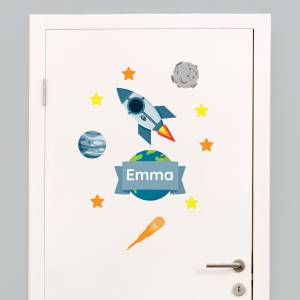 Door stickers - name decals - space