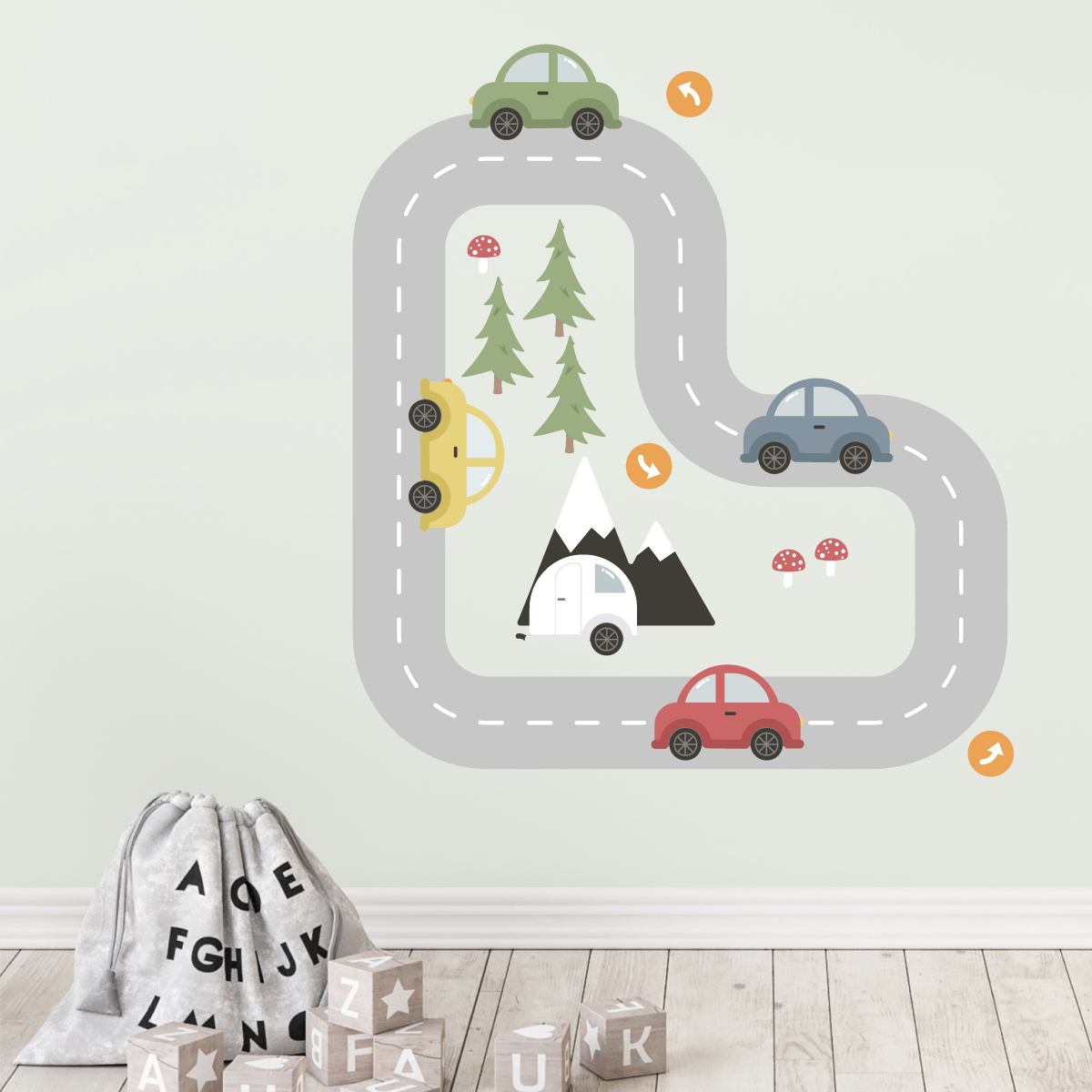 Playful Wall Decals Cars and Roadways for Kids