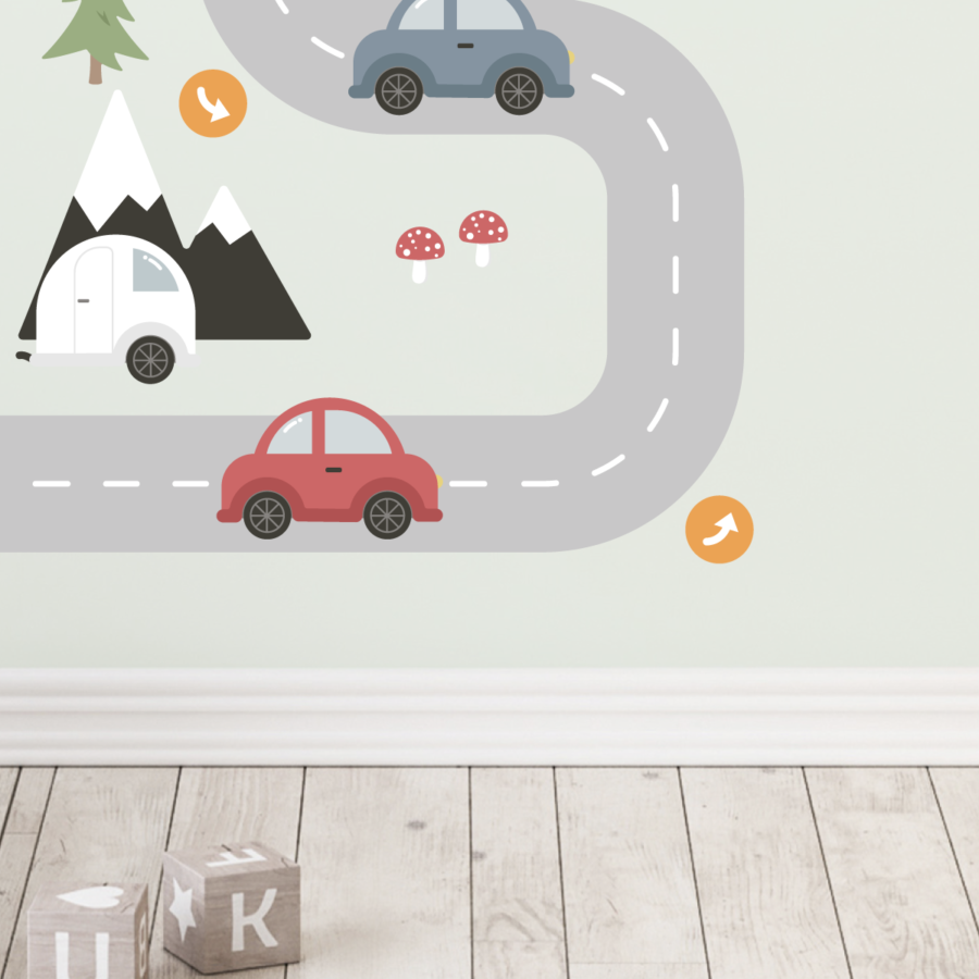 Playful Wall Decals Cars and Roadways for Kids