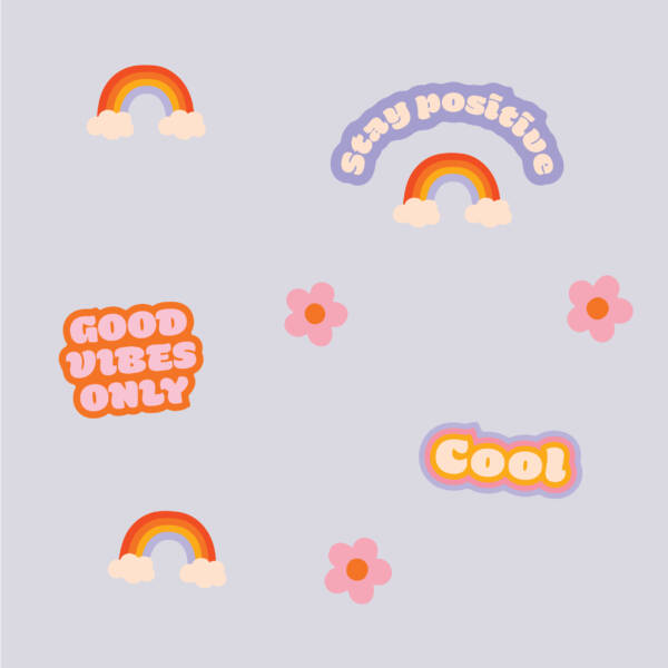 Flower power wall decals - good vibes only wall stickers