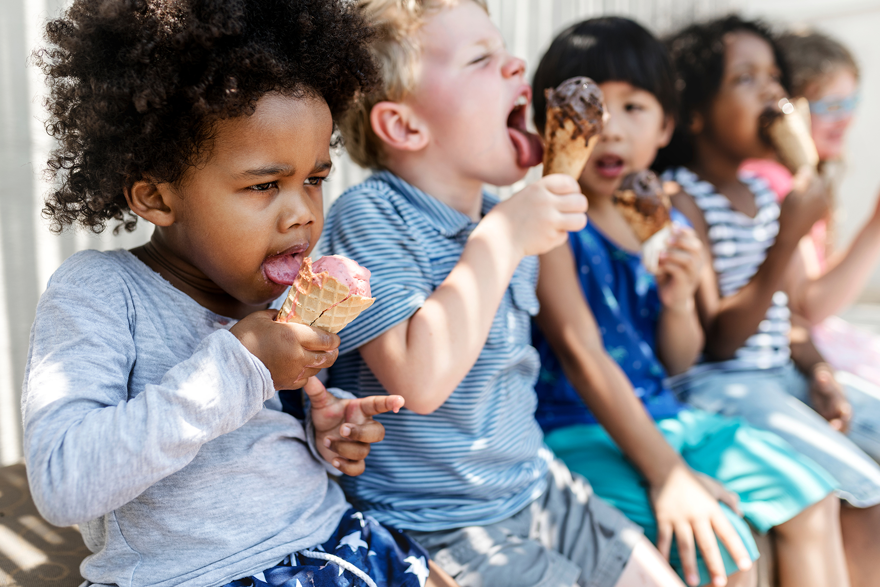 Children eating homemade ice cream