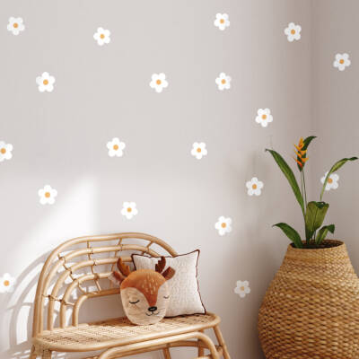 Wall Decals: Daisy Flowers Classic White