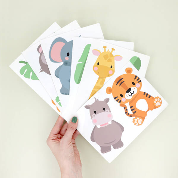 Wall decals with exotic animals - Safari decals - elephants, lions and giraffes