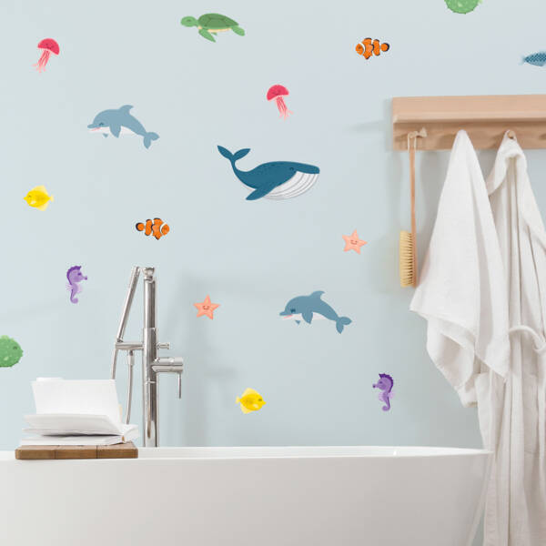 Wall decals the deep sea - featuring fish, dolphins and sea lions