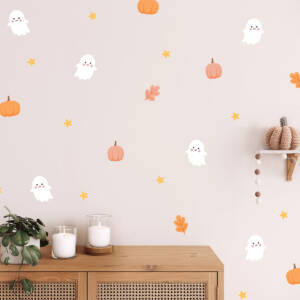 Halloween Wall Decals with Ghosts, Pumpkins and Stars