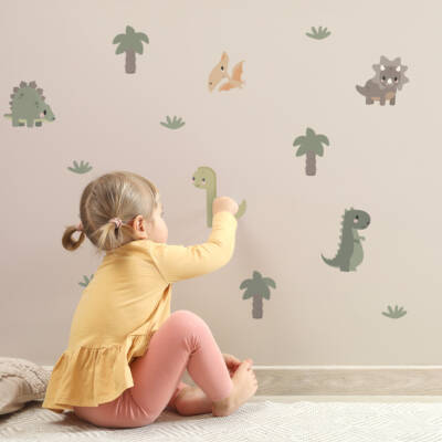 wall stickers with cute dinosaurs