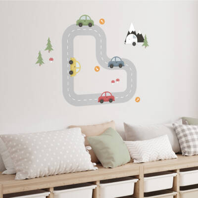 Wall decals cars - easy-to-use stickers, roads, camper, mountains