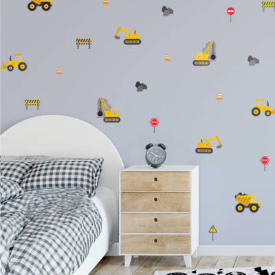 Wall decals - heavy duty vehicles, tractor, excavator