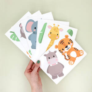 Wall decals - exotic animals, lion, elephant, tiger, zebra, hippo, giraffe, monkey