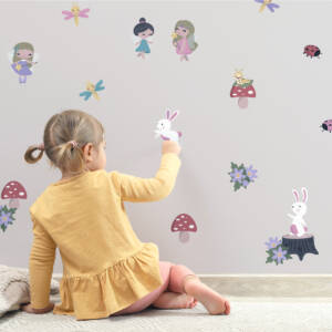 Wall decals and stickers with fairies mushrooms, dragonfly and ladybugs