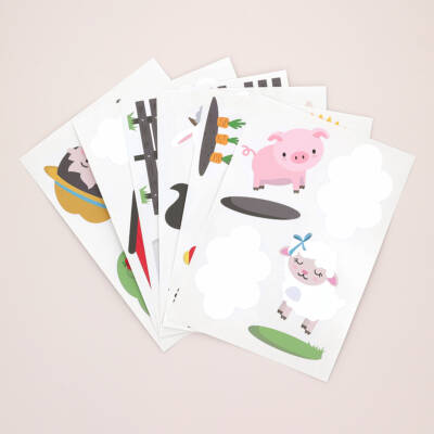 Wall decals - farm life with tractor, cow, pig and sheep