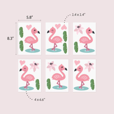 Wall Decor with Flamingos with flowers and hearts