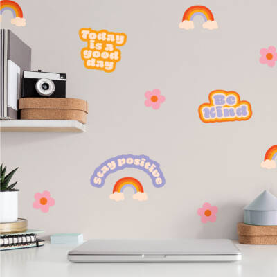 Wall Decals Flower Power retro rainbow