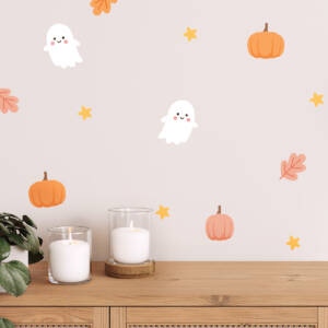 Halloween Wall Decals with Ghosts, Pumpkins and Stars