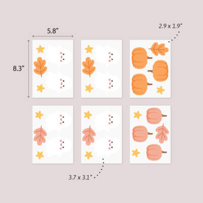 Halloween Wall Decals with Ghosts, Pumpkins and Stars