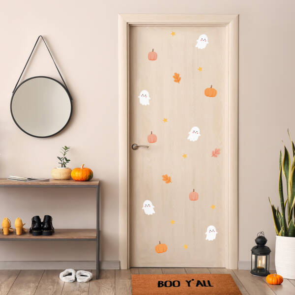 Halloween Wall Decals with Ghosts, Pumpkins and Stars