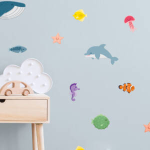 Wall decals the deep sea - featuring fish, dolphins and sea lions