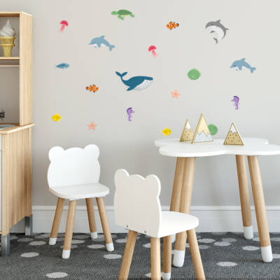 Wall decals the deep sea - featuring fish, dolphins and sea lions