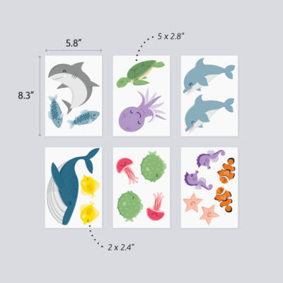 Wall decals the deep sea - featuring fish, dolphins and sea lions