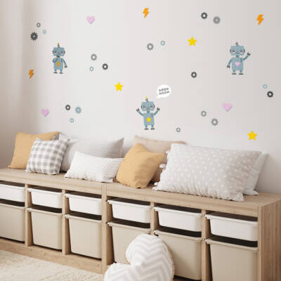 Robot wall decals and stickers