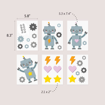 Robot wall decals and stickers