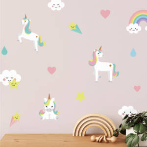 Wall decals and wall stickers with unicorns and rainbows