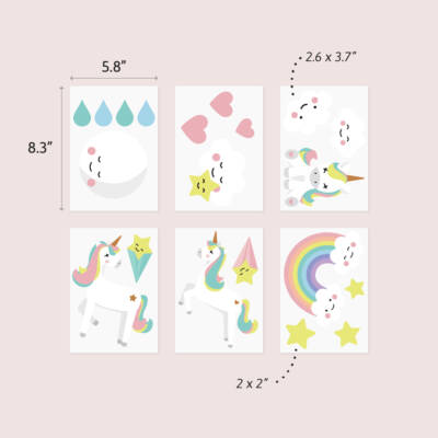 Wall decals and wall stickers with unicorns and rainbows