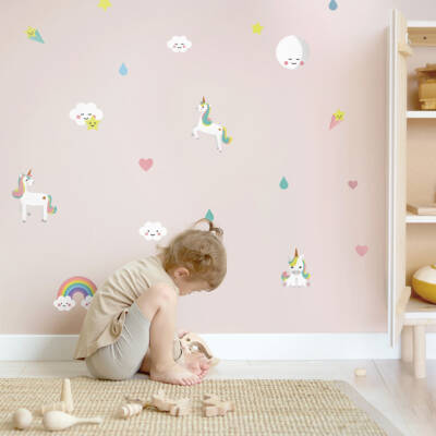 Wall decals and wall stickers with unicorns and rainbows