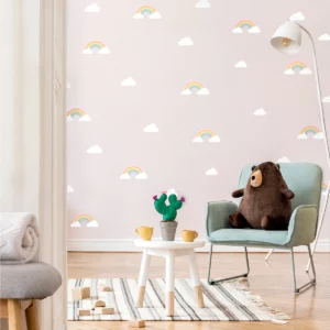Pastel Rainbow Wall Decals in a Kids' Room