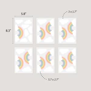 Pastel Rainbow Wall Stickers and size guide