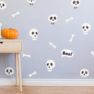 Skulls wall stickers on blue wall