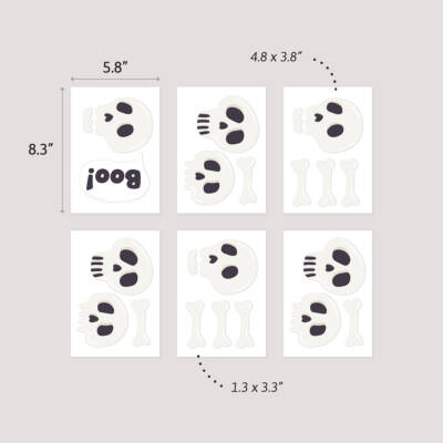 Skull wall decals size guide