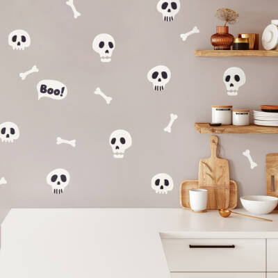 Skull wall decals on kitchen wall