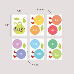 Colorful caterpillar wall decal for kids’ rooms. Fun, educational, and easy to apply – helps make numbers and counting part of everyday play.